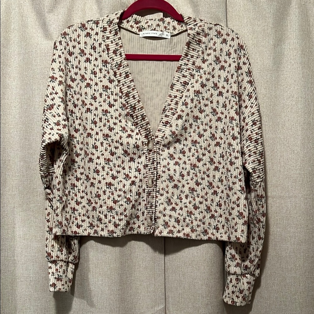 Altar'd State Floral Knit Cardigan Size Medium